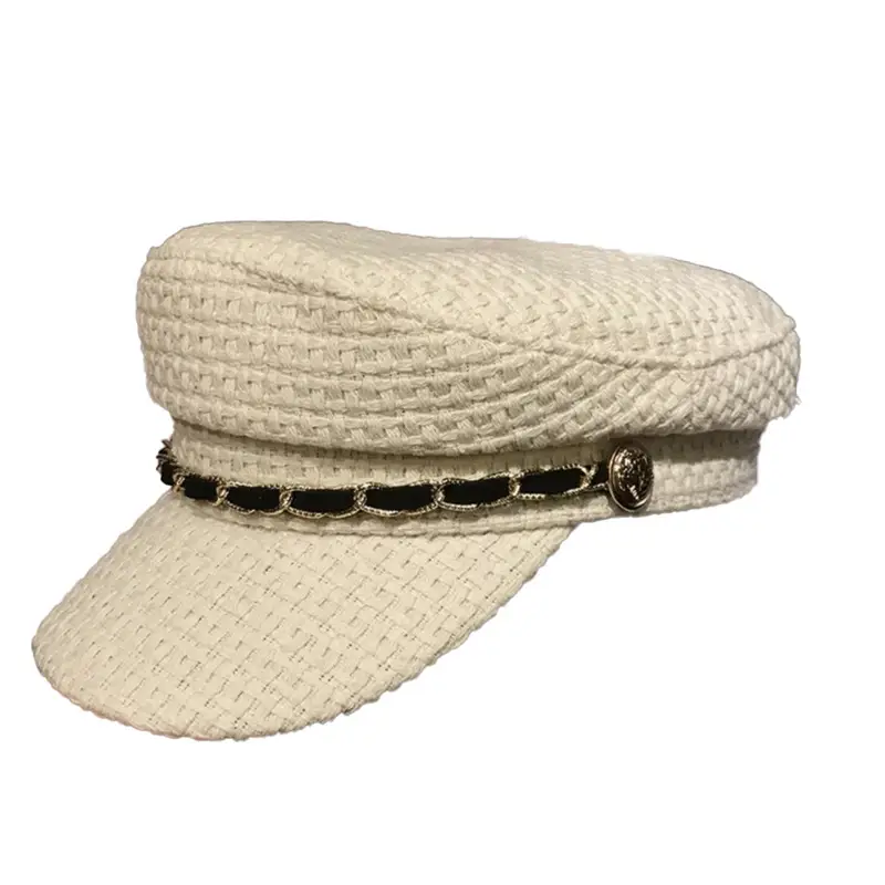Japanese Style Autumn Winter Navy Hat for Women Chain Peaked Cap - Image 8