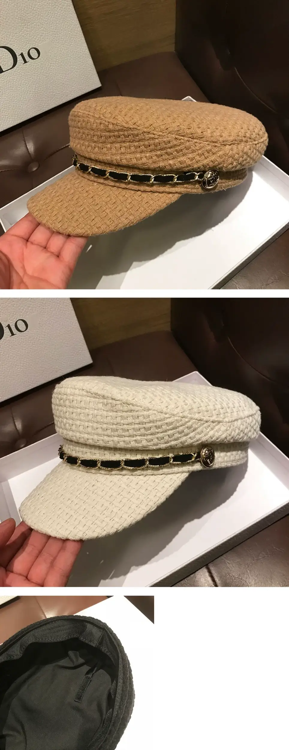 Japanese Style Autumn Winter Navy Hat for Women Chain Peaked Cap — feature 2