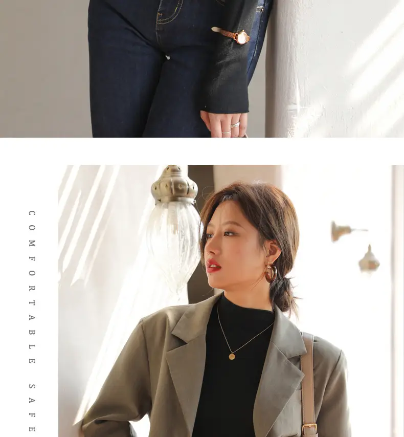 Women Knitted Half-High Collar T-Shirt White Winter — feature 22