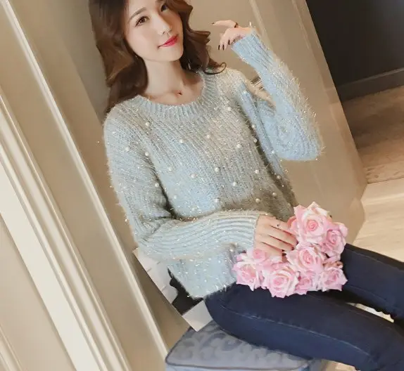 2026 Women's Beaded Knit Pullover Sweater Winter Top - Image 3