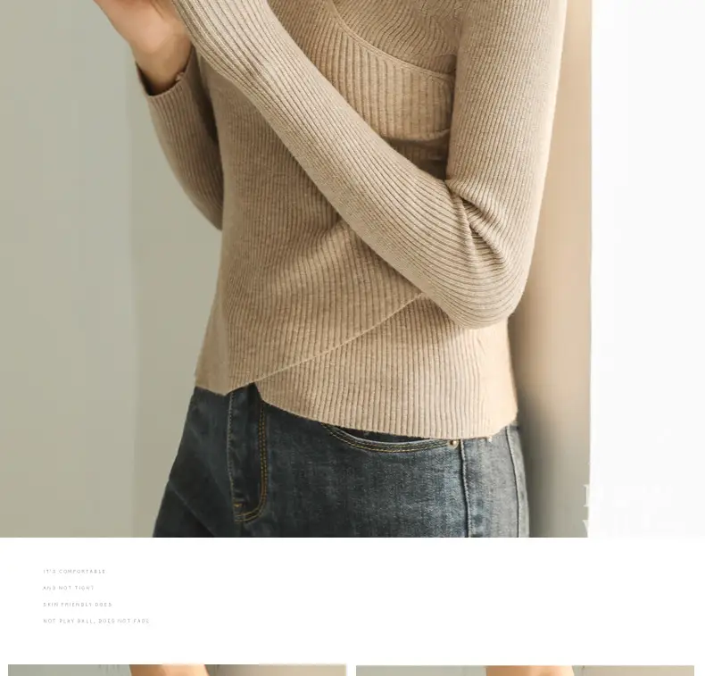 White V Neck Long Sleeve Knit Shirt for Women — feature 20