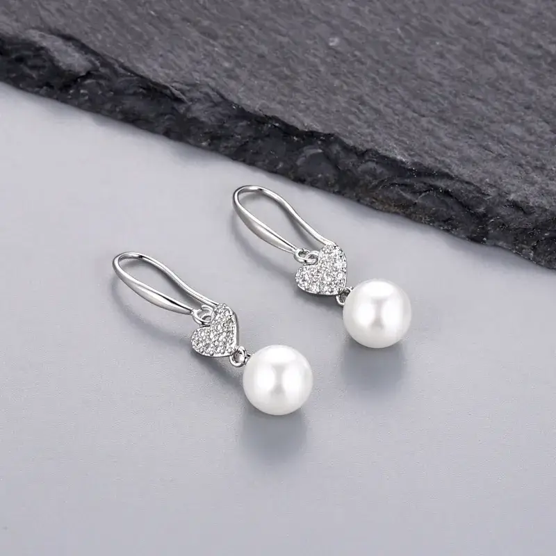 Pearl & Diamond Ear Hooks for Women - Image 3