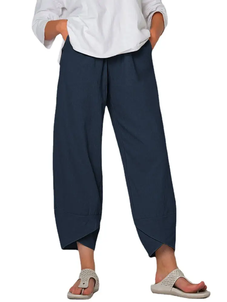 2022 New Linen Wide Leg Pants Loose Foot Casual