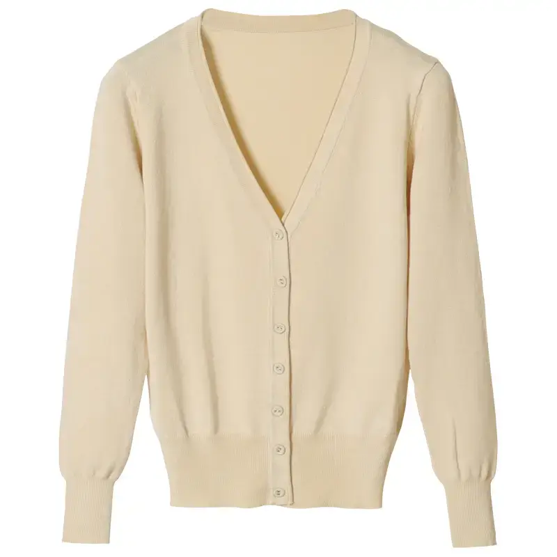 Women V-Neck Knit Cardigan Black Long Sleeve - Image 20