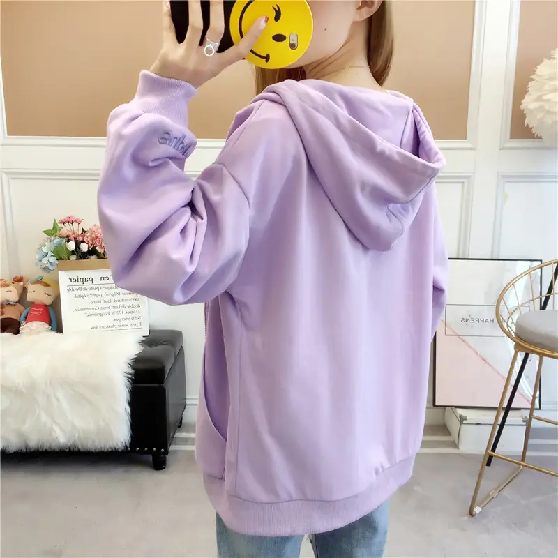 Women Hooded Sweatshirt Lavender Loose Fit 2025 - Image 5