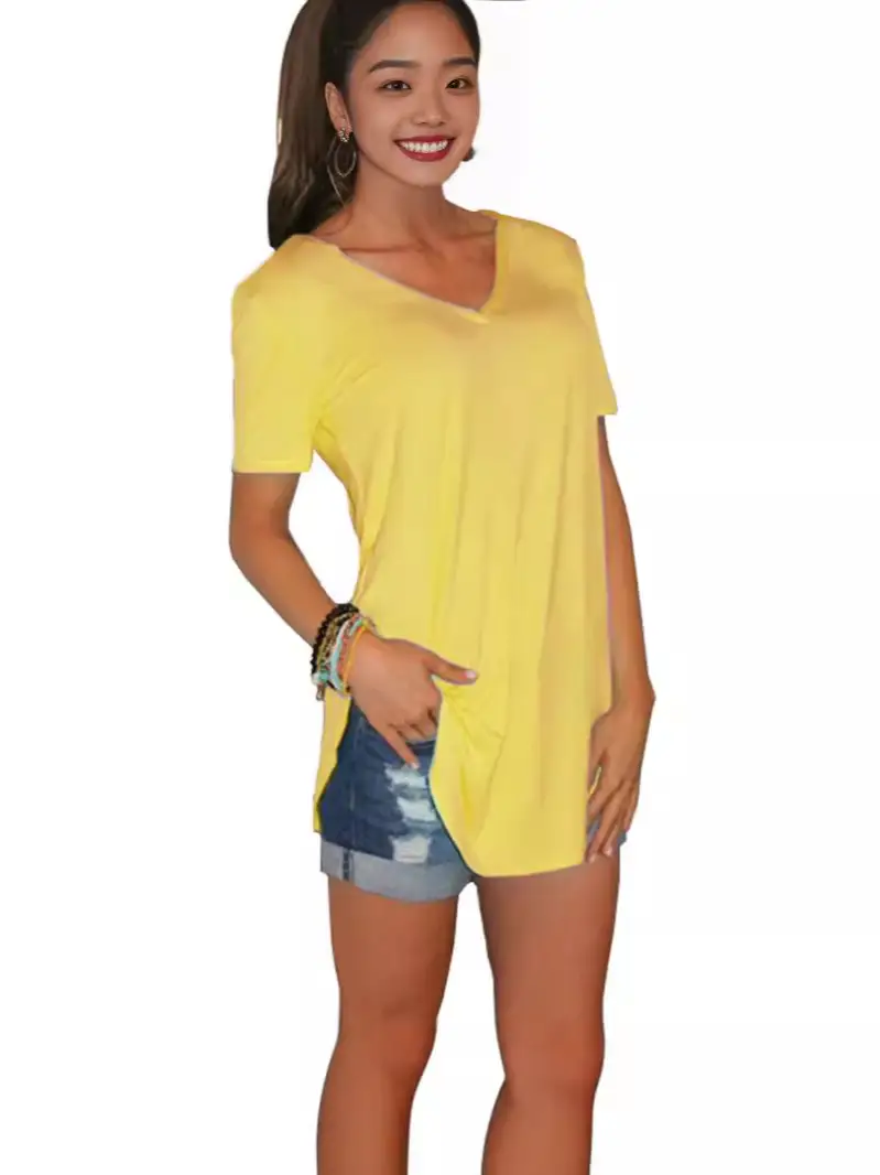 Purple V-Neck Loose T-Shirt for Women Large - Image 26