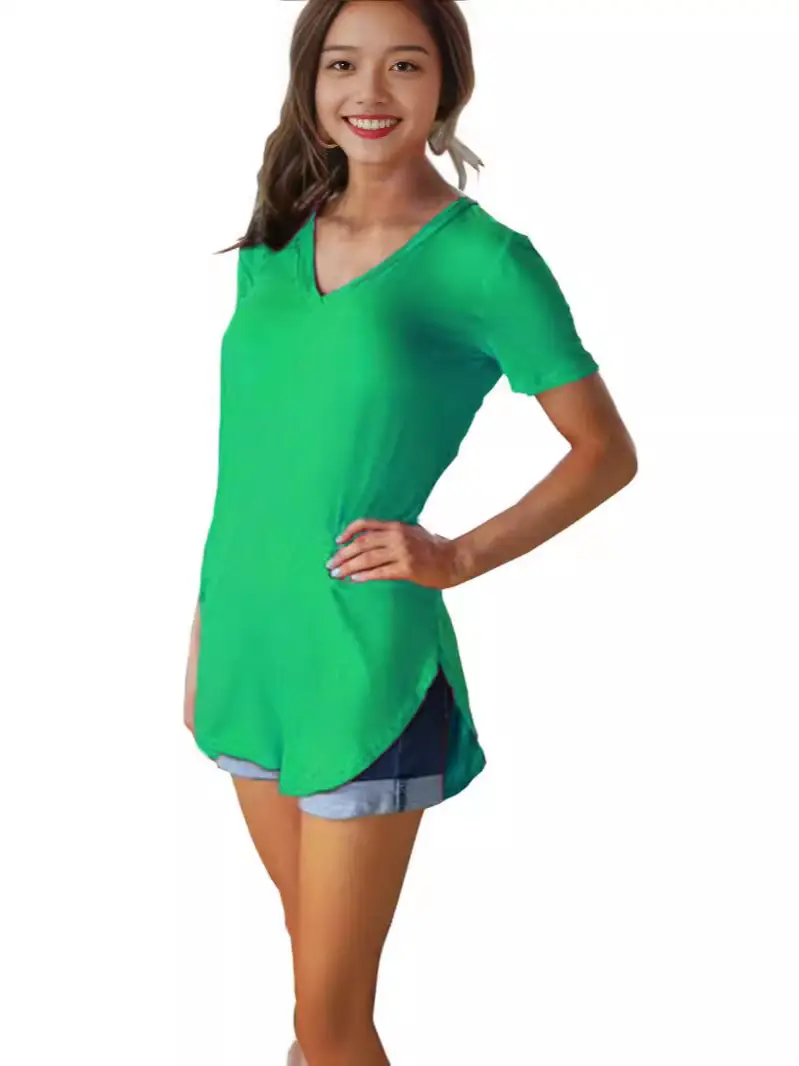 Purple V-Neck Loose T-Shirt for Women Large - Image 27
