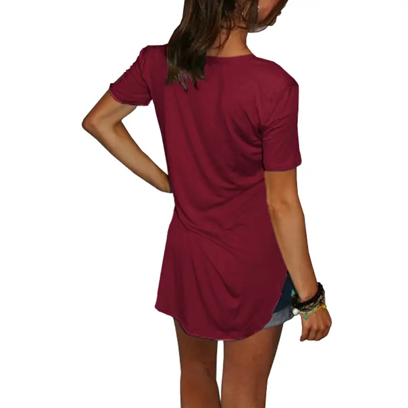 Purple V-Neck Loose T-Shirt for Women Large — feature 26