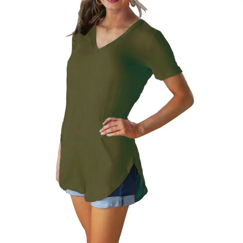 Purple V-Neck Loose T-Shirt for Women Large — feature 35