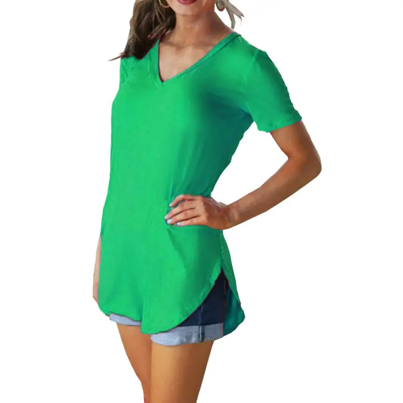Purple V-Neck Loose T-Shirt for Women Large - Image 4