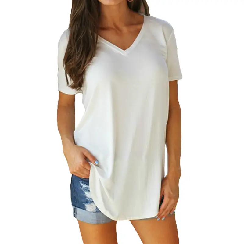 Purple V-Neck Loose T-Shirt for Women Large - Image 11
