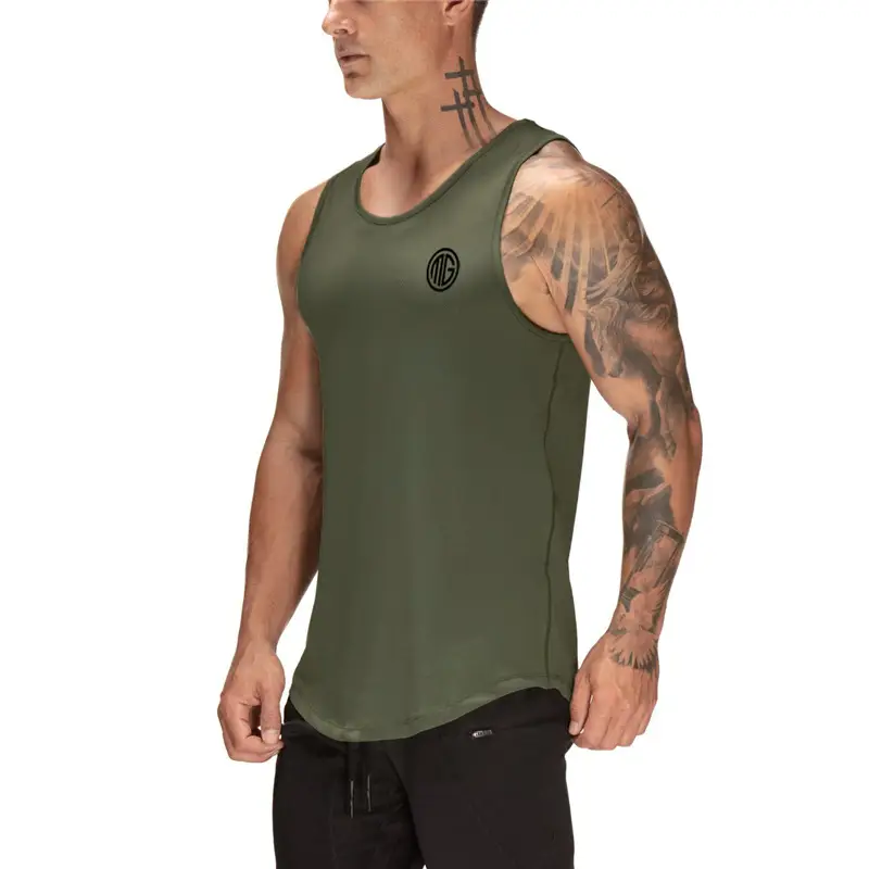 Men's Olive Green Sleeveless Waistcoat Vest Summer Training Wear