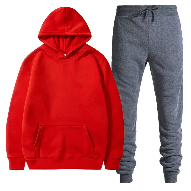 Men Black Grey Hoodie Pants Set Casual Sweatpants Hoodie - Image 10
