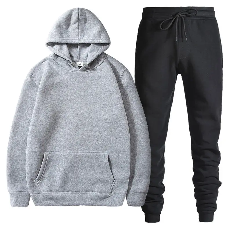 Men Black Grey Hoodie Pants Set Casual Sweatpants Hoodie - Image 16