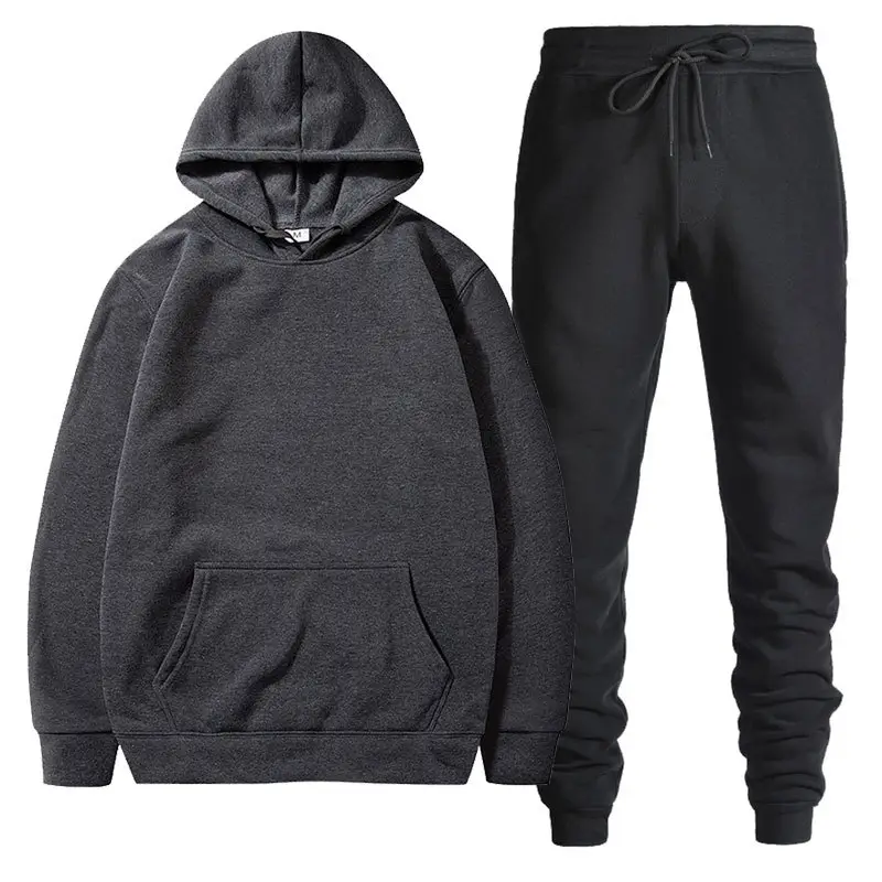 Men Black Grey Hoodie Pants Set Casual Sweatpants Hoodie - Image 19