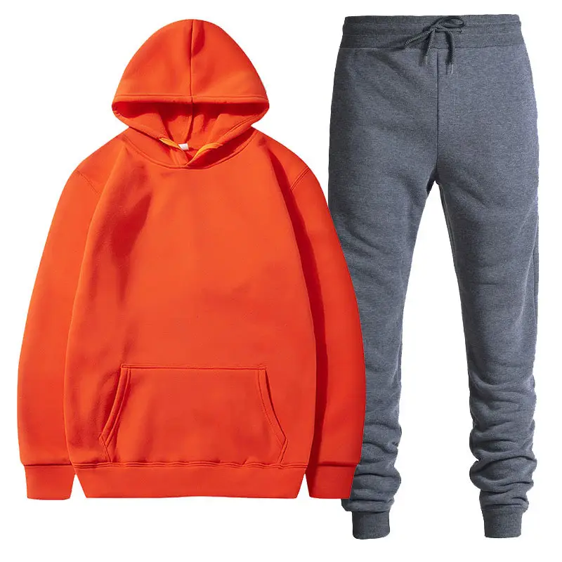 Men Black Grey Hoodie Pants Set Casual Sweatpants Hoodie - Image 2