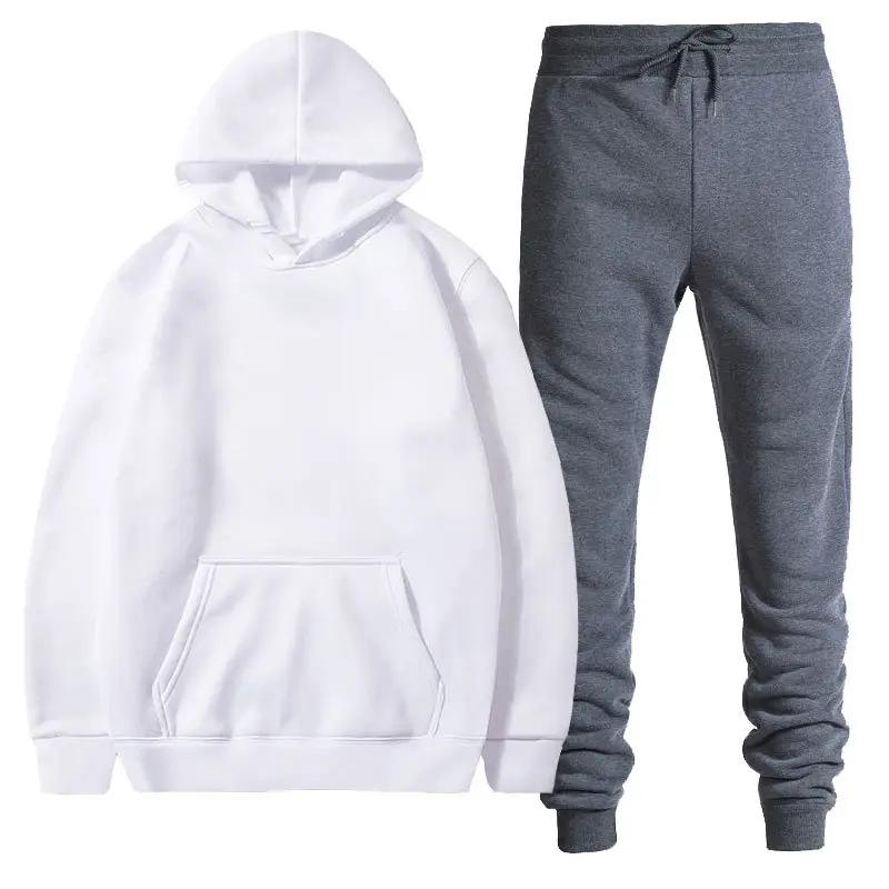 Men Black Grey Hoodie Pants Set Casual Sweatpants Hoodie - Image 3