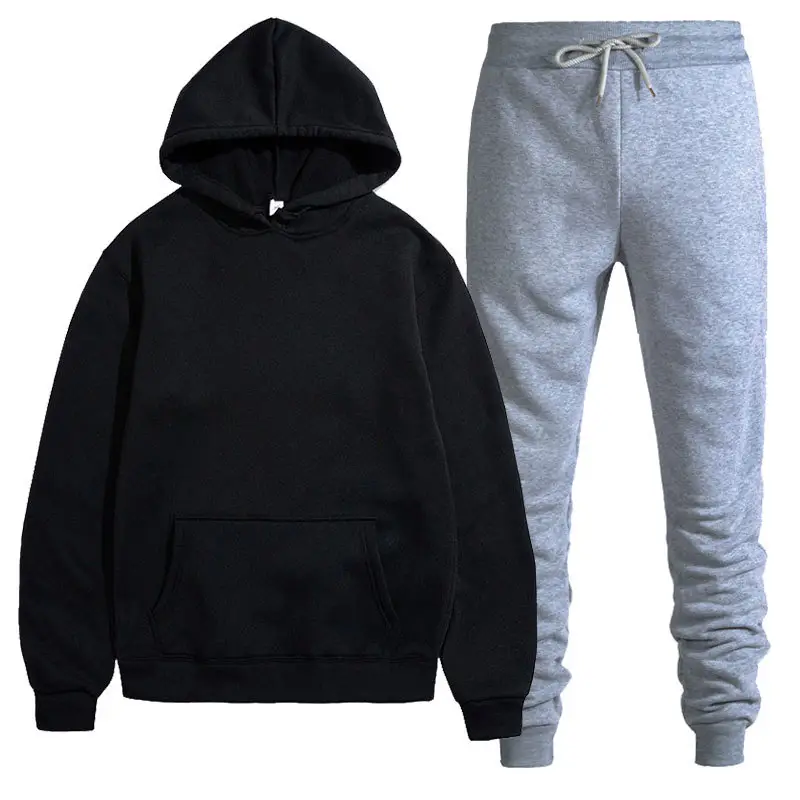 Men Black Grey Hoodie Pants Set Casual Sweatpants Hoodie - Image 30