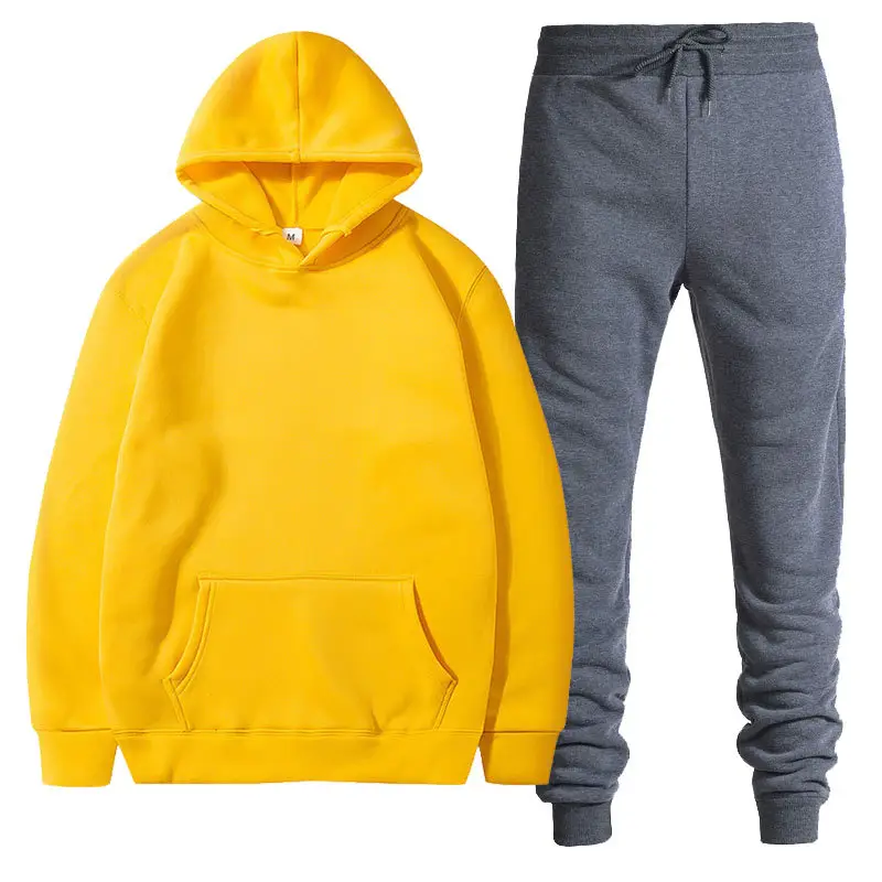 Men Black Grey Hoodie Pants Set Casual Sweatpants Hoodie - Image 4