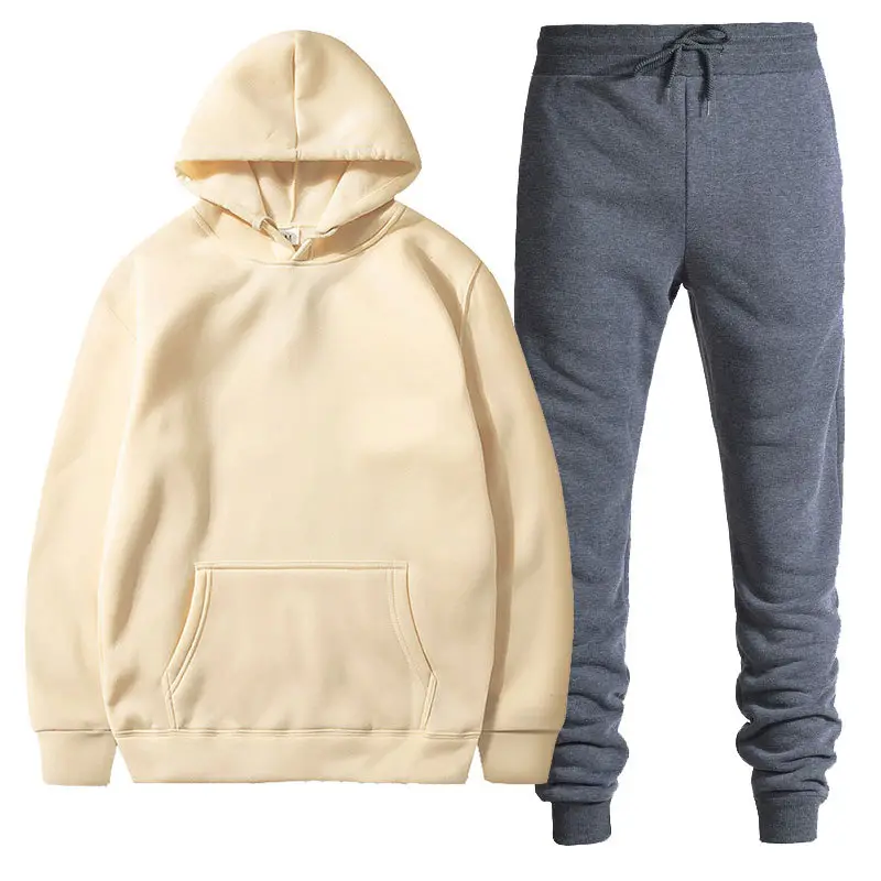 Men Black Grey Hoodie Pants Set Casual Sweatpants Hoodie - Image 5