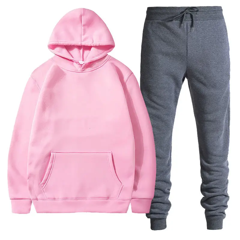 Men Black Grey Hoodie Pants Set Casual Sweatpants Hoodie - Image 6