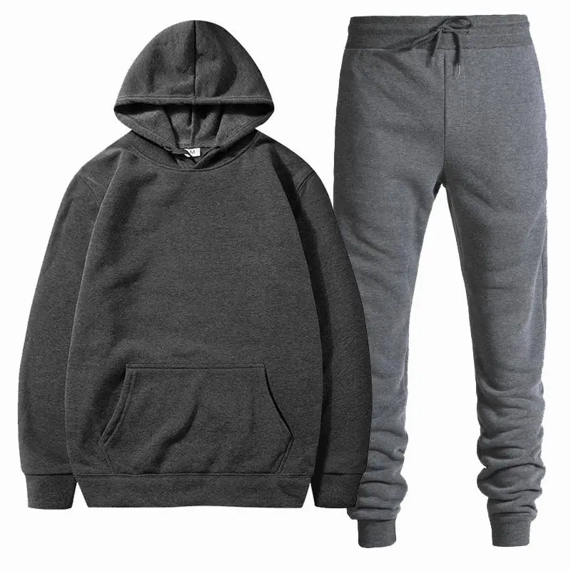 Men Black Grey Hoodie Pants Set Casual Sweatpants Hoodie - Image 7