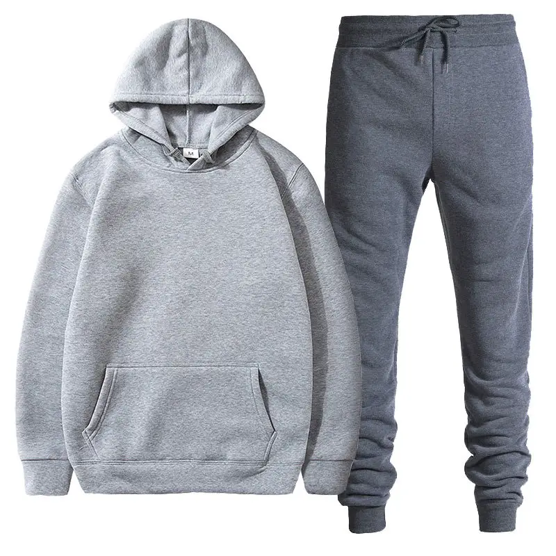 Men Black Grey Hoodie Pants Set Casual Sweatpants Hoodie - Image 9