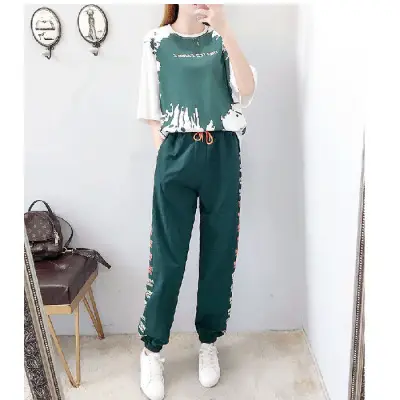 Women Casual Sports Suit Green Loose 2026 - Image 3