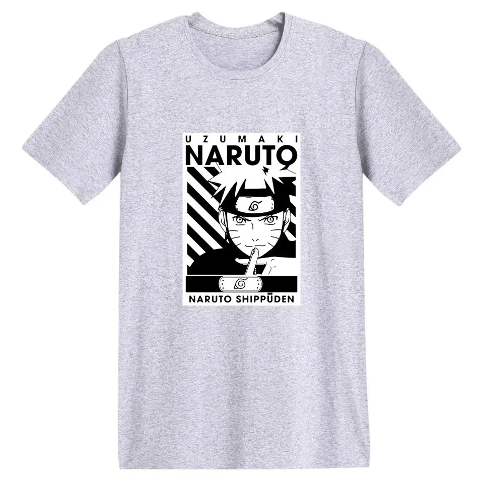 Naruto Anime T-Shirt Grey Short Sleeve