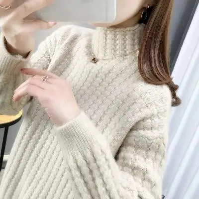 Purple Cable Knit Women's High Neck Sweater - Image 9