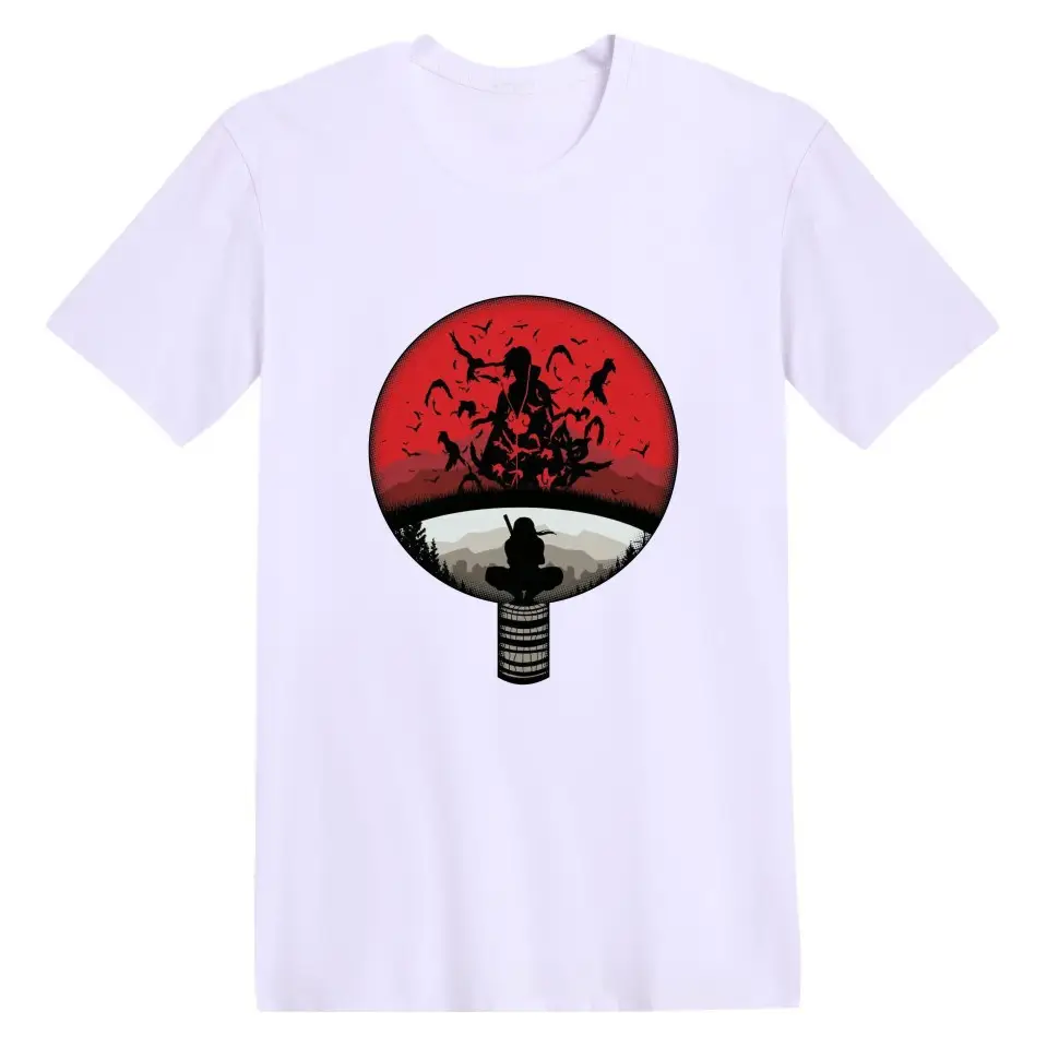 Naruto Anime Print Red T-Shirt Short Sleeve - Image 2