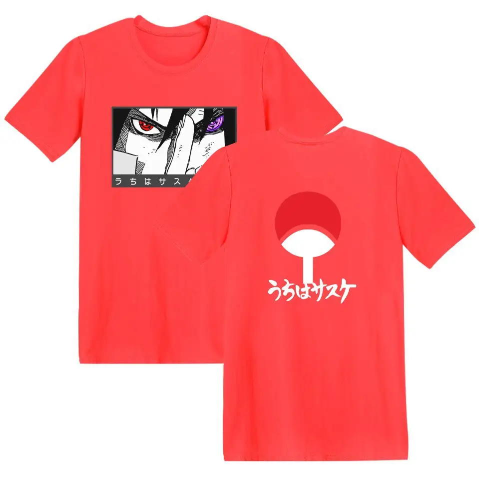 Naruto Anime Print Red T-Shirt Short Sleeve - Image 18