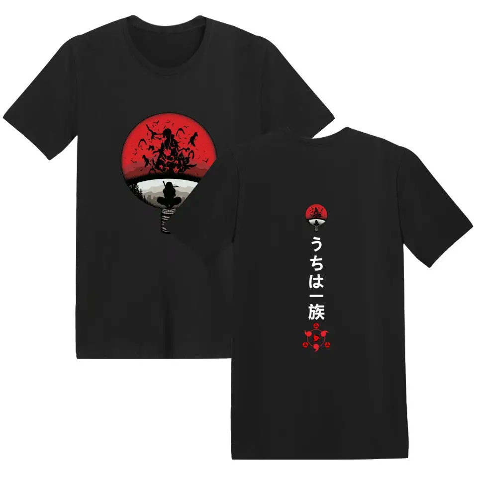 Naruto Anime Print Red T-Shirt Short Sleeve - Image 19