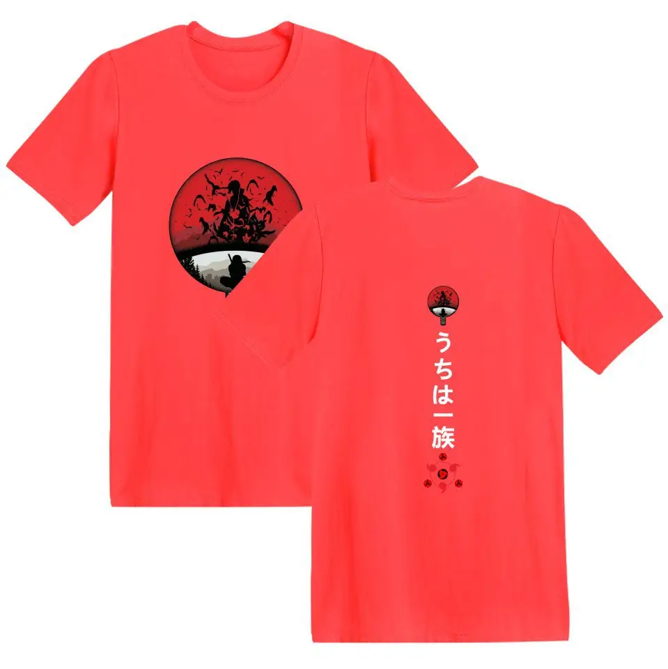 Naruto Anime Print Red T-Shirt Short Sleeve - Image 24