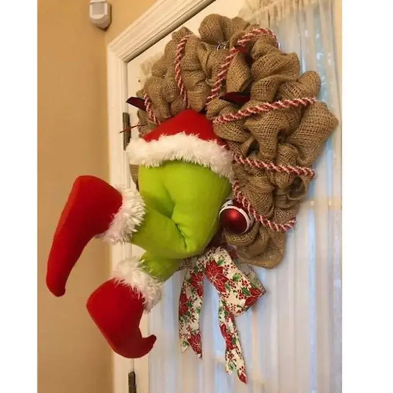 Santa Claus Christmas Wreath Decorative Flower for Home