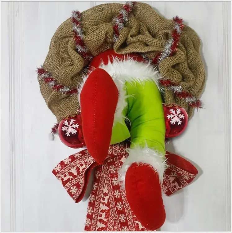 Santa Claus Christmas Wreath Decorative Flower for Home