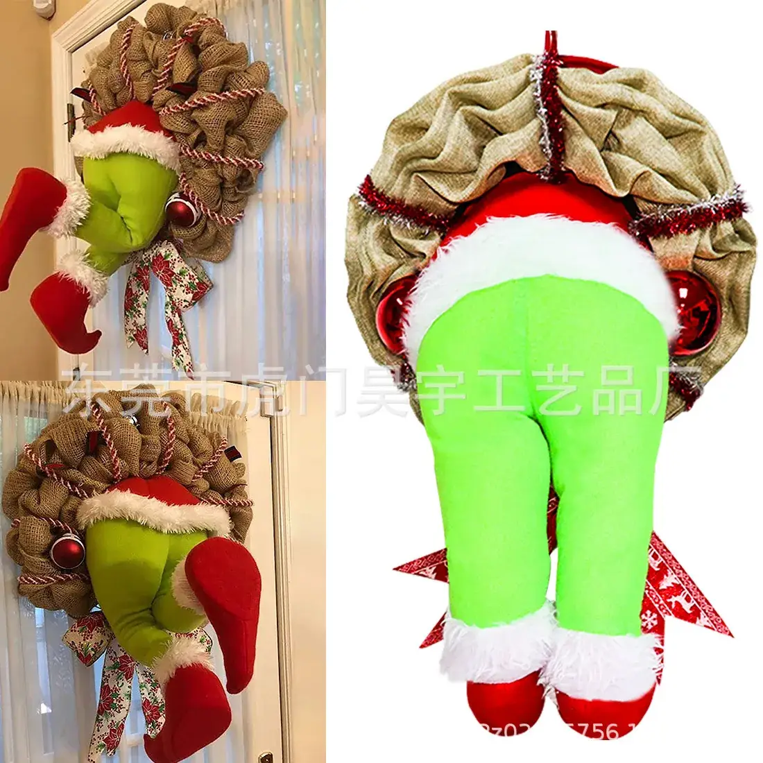 Santa Claus Christmas Wreath Decorative Flower for Home