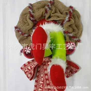 Santa Claus Christmas Wreath Decorative Flower for Home