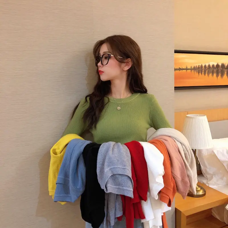 Women's 2025 Knitted Sweater Yellow Long Sleeve — feature 2