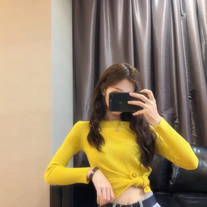 Women's 2025 Knitted Sweater Yellow Long Sleeve — feature 26