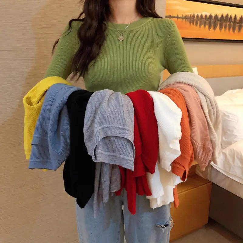 Women's 2025 Knitted Sweater Yellow Long Sleeve — feature 3