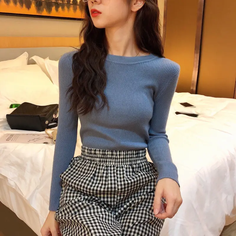 Women's 2025 Knitted Sweater Yellow Long Sleeve — feature 48