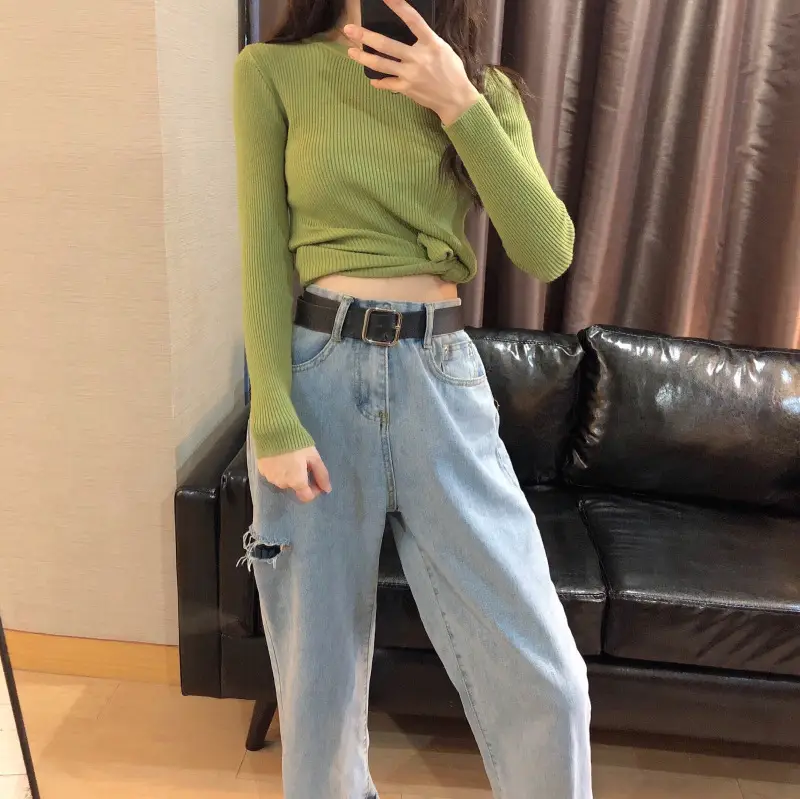 Women's 2025 Knitted Sweater Yellow Long Sleeve — feature 5