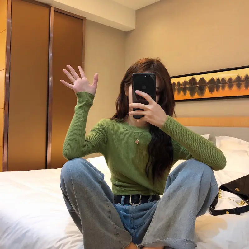 Women's 2025 Knitted Sweater Yellow Long Sleeve — feature 6
