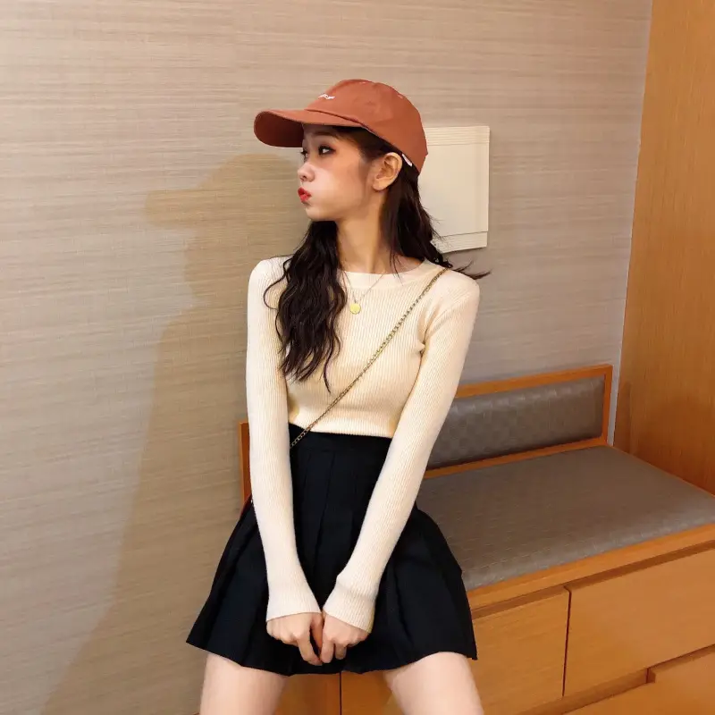 Women's 2025 Knitted Sweater Yellow Long Sleeve — feature 63