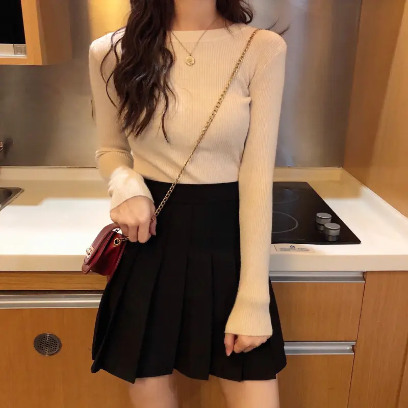 Women's 2025 Knitted Sweater Yellow Long Sleeve — feature 64
