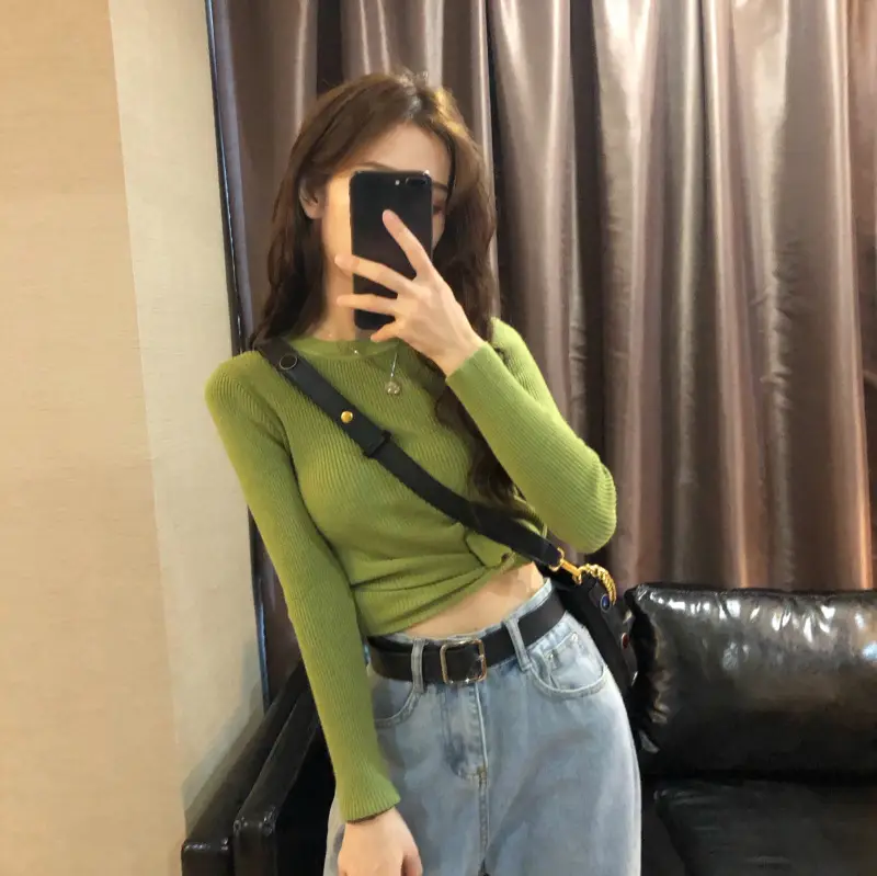 Women's 2025 Knitted Sweater Yellow Long Sleeve — feature 8