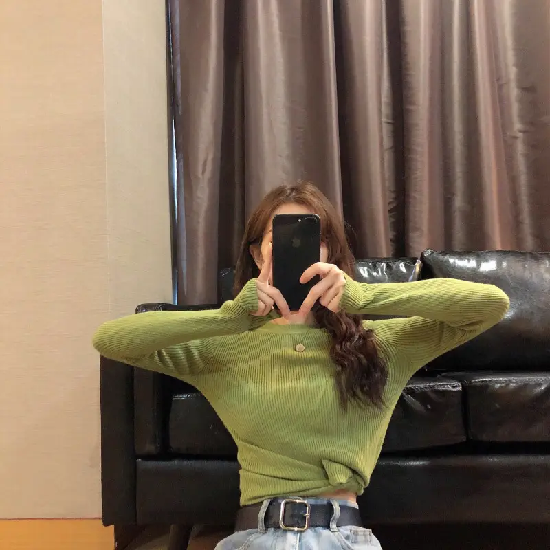 Women's 2025 Knitted Sweater Yellow Long Sleeve — feature 9