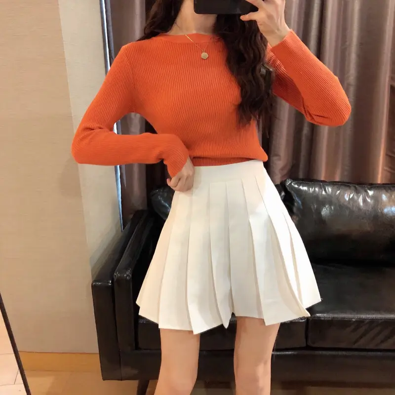 Women's 2025 Knitted Sweater Yellow Long Sleeve - Image 7