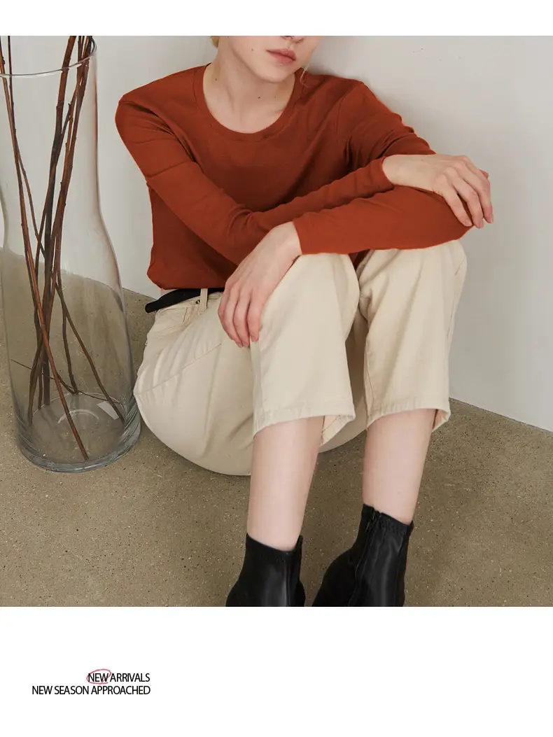 Women's Solid Color Slimming T-Shirt Round Neck — feature 7